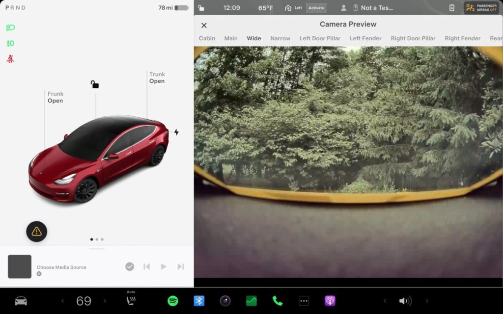 Aracın geniş açılı kamerası